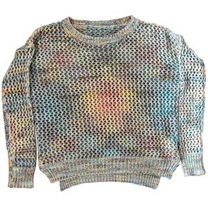 Thrifted Rainbow Crochet Knit Sweater